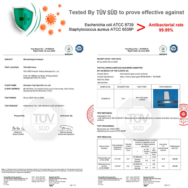 Antibacterial & Anti-Blue light Tempered Glass Screen Protector - iPhone 12 / 12mini / 12 Pro / 12 Pro Max